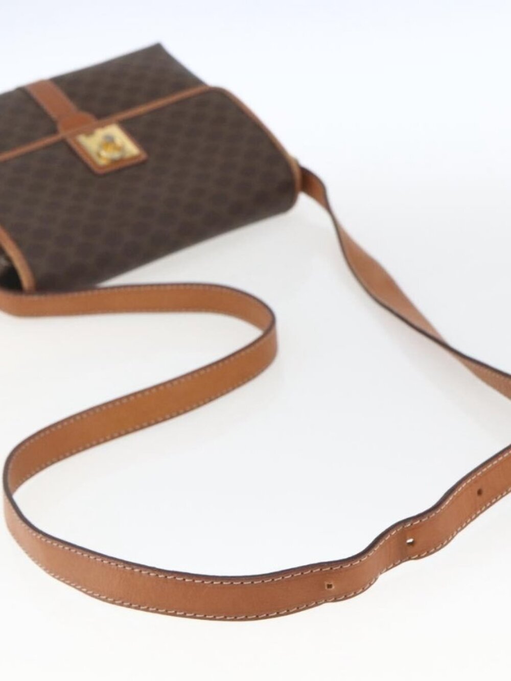 Authentic CELINE Macadam Canvas Shoulder Bag PVC Leather Brown Gold - Picture 14 of 16